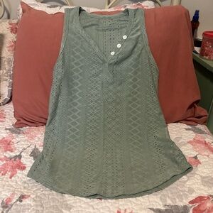 SHEIN Sage Green Eyelet Tank Top
